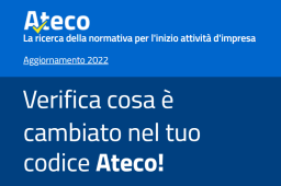 aggiornamento ateco 2022 - verifica cosa è cambiato, scritta bianca, sfondo blu