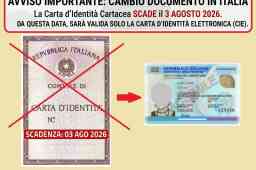DAL 3 AGOSTO 2026 STOP ALL'UTILIZZO DELLA CARTA D'IDENTITÀ CARTACEA