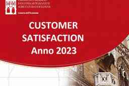 questionario di customer satisfaction - logo camera di commercio di bologna, sfondo rosso, immagine balconcino palazzo mercanzia