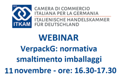 AZIENDE CHE ESPORTANO IN GERMANIA. UN WEBINAR SULLO SMALTIMENTO DEGLI IMBALLAGGI