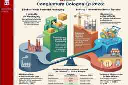 economia bolognese 1 trimestre 2026 - infografica con settori in rallentamento e settori in crescita economia bolognese 1 trimestre 2026 - infografica con settori in rallentamento e settori in crescita
