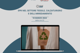 seminario ERP nel settore tessile, calzaturiero e dell'arredamento 18 marzo 2024 - pc con immagine riciclo, loghi enti