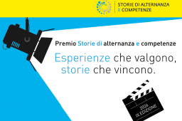premio storie di alternanza e competenze 2026 - riflettore che illumina ciack, scritta esperienze che valgono, storie che vincono