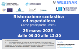 IL 26/3 UN WEBINAR DEDICATO ALLA RISTORAZIONE SCOLASTICA ED OSPEDALIERA
