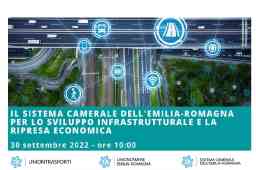 webinar 30/9 il sistema camerale dell’#EmiliaRomagna per lo sviluppo infrastrutturale e la ripresa economica - incrocio di strade, simboli mezzi di trasporto