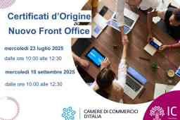 CERTIFICATI D'ORIGINE - NUOVO FRONT OFFICE CERTIFICATI D'ORIGINE - NUOVO FRONT OFFICE