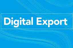 Digital Export scritta bianca su sfondo azzurro