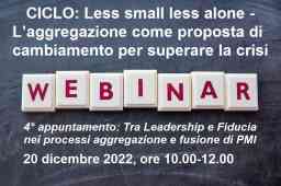 20 dicembre: webinar gratuito dedicato ad aggregazione e fusione