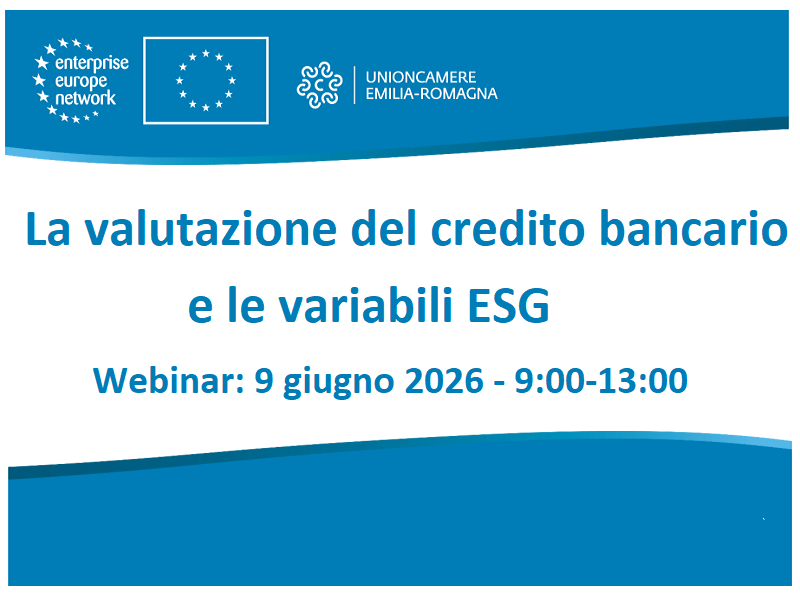 CREDITO BANCARIO E VARIABILI ESG, WEBINAR IL 9 GIUGNO