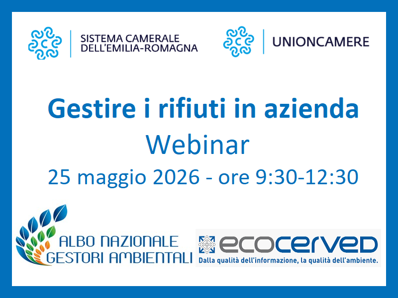 ECONOMIA CIRCOLARE: IL 25/5 IL WEBINAR GESTIRE I RIFIUTI IN AZIENDA