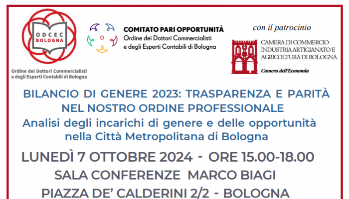 BILANCIO DI GENERE ORDINE COMMERCIALISTI, ANALISI E OPPORTUNITÀ