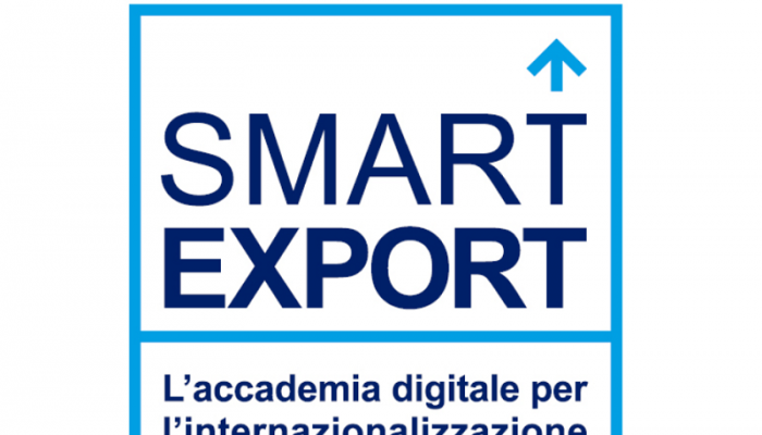 SMART EXPORT scritta blu su sfondo bianco