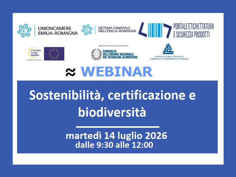 SOSTENIBILITÀ, CERTIFICAZIONE E BIODIVERSITÀ, WEBINAR IL 14/7