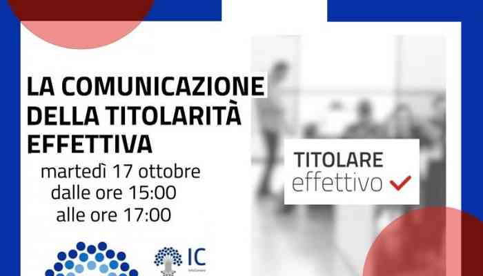 PRIMA COMUNICAZIONE SUI TITOLARI EFFETTIVI