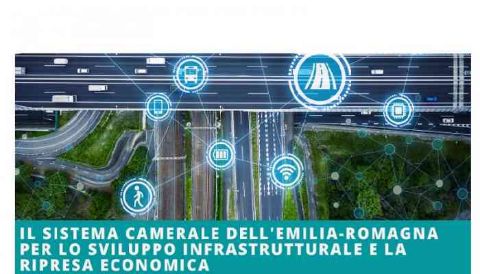 webinar 30/9 il sistema camerale dell’#EmiliaRomagna per lo sviluppo infrastrutturale e la ripresa economica - incrocio di strade, simboli mezzi di trasporto