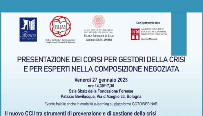 AL VIA I CORSI PER ESPERTI NELLA COMPOSIZIONE NEGOZIATA