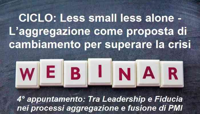 20 dicembre: webinar gratuito dedicato ad aggregazione e fusione